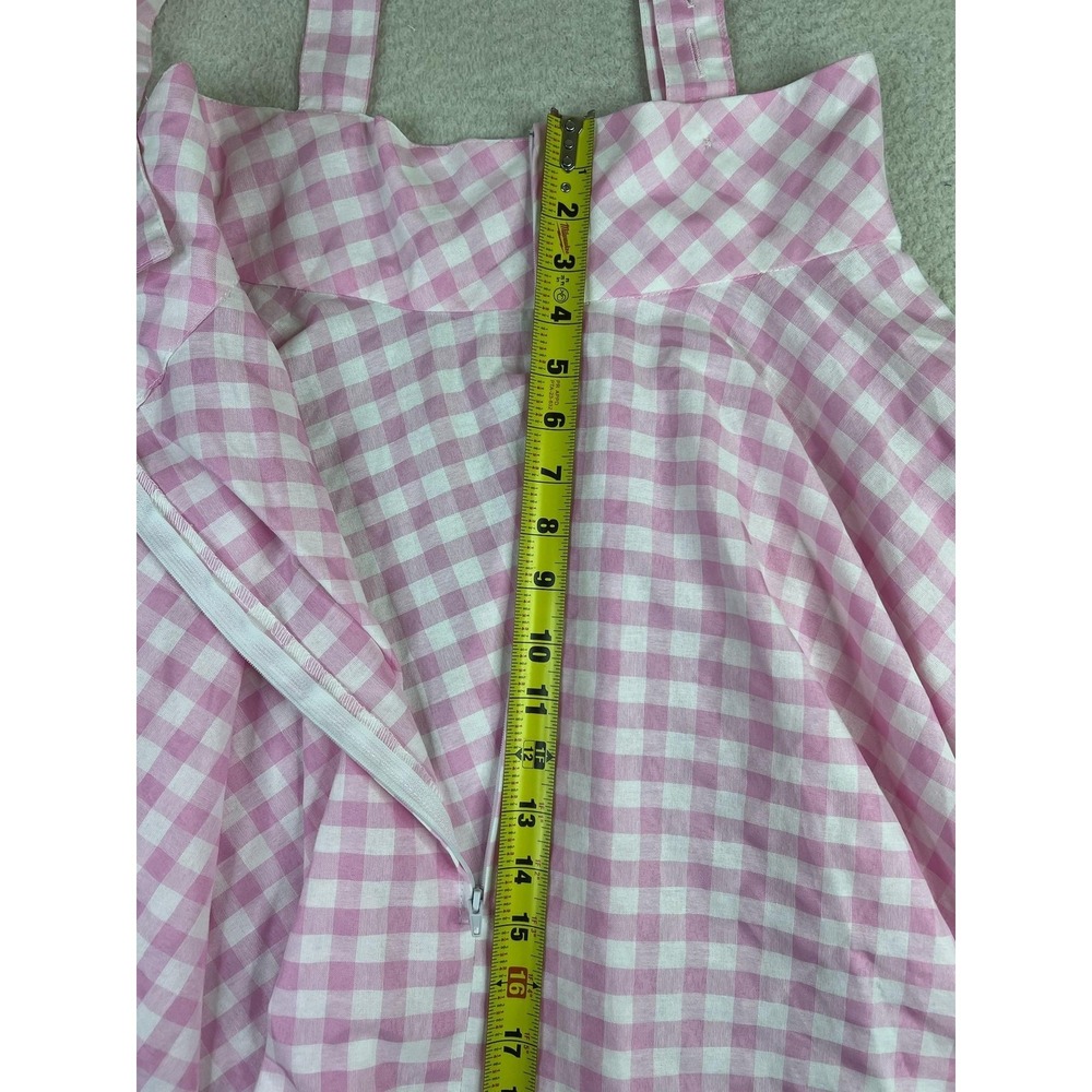 Magnolia‎ Place Pink Check Suspender A-Line Skirt Womens Medium Gingham Zip - Picture 9 of 11